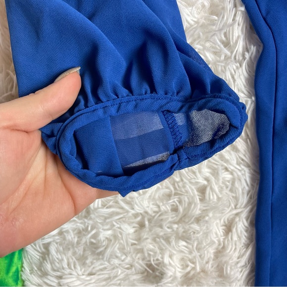 Off-the-Shoulder Blue Bow Dress - Picture 3 of 7